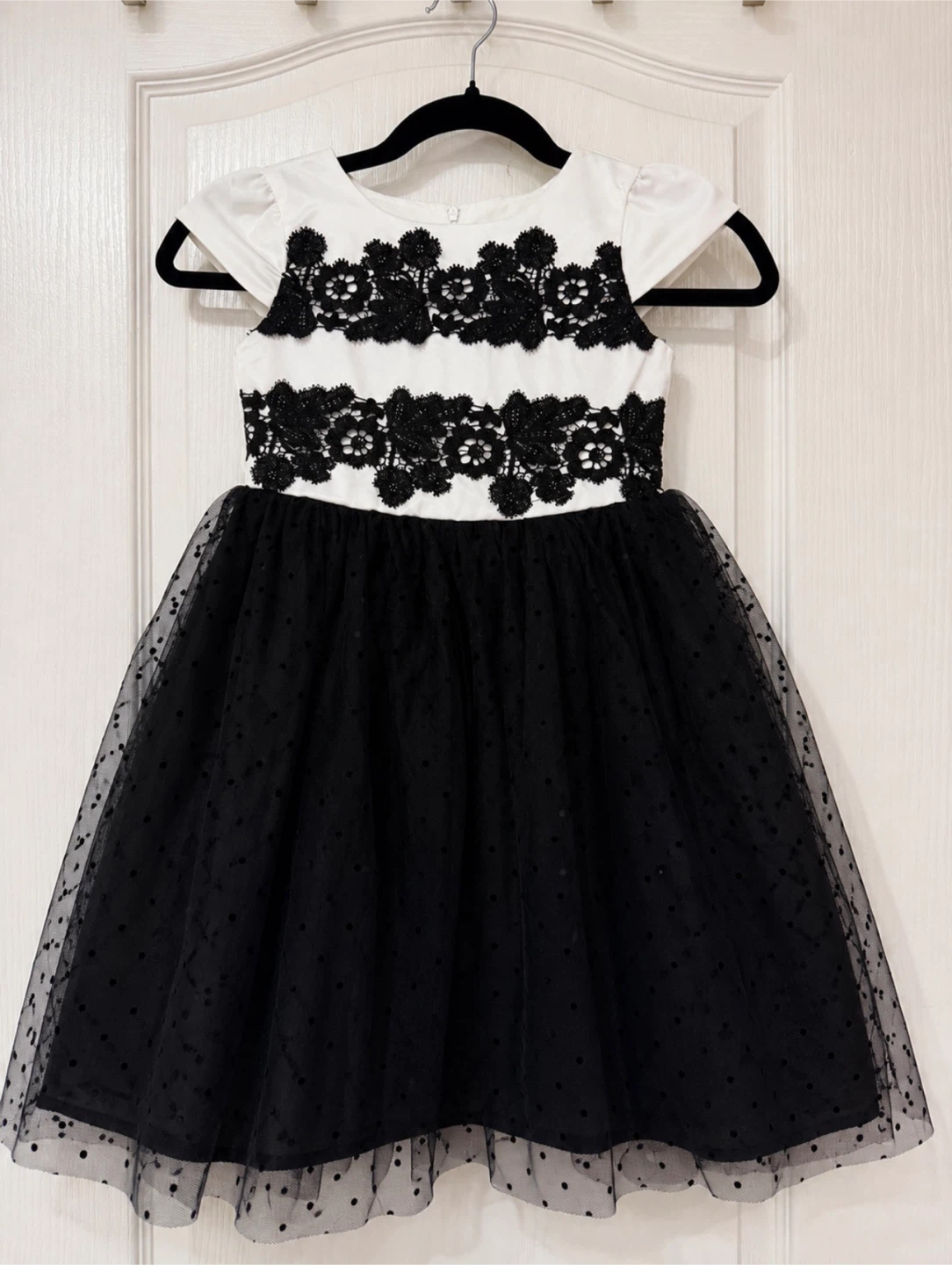 Black and White Tulle Dress with Lace