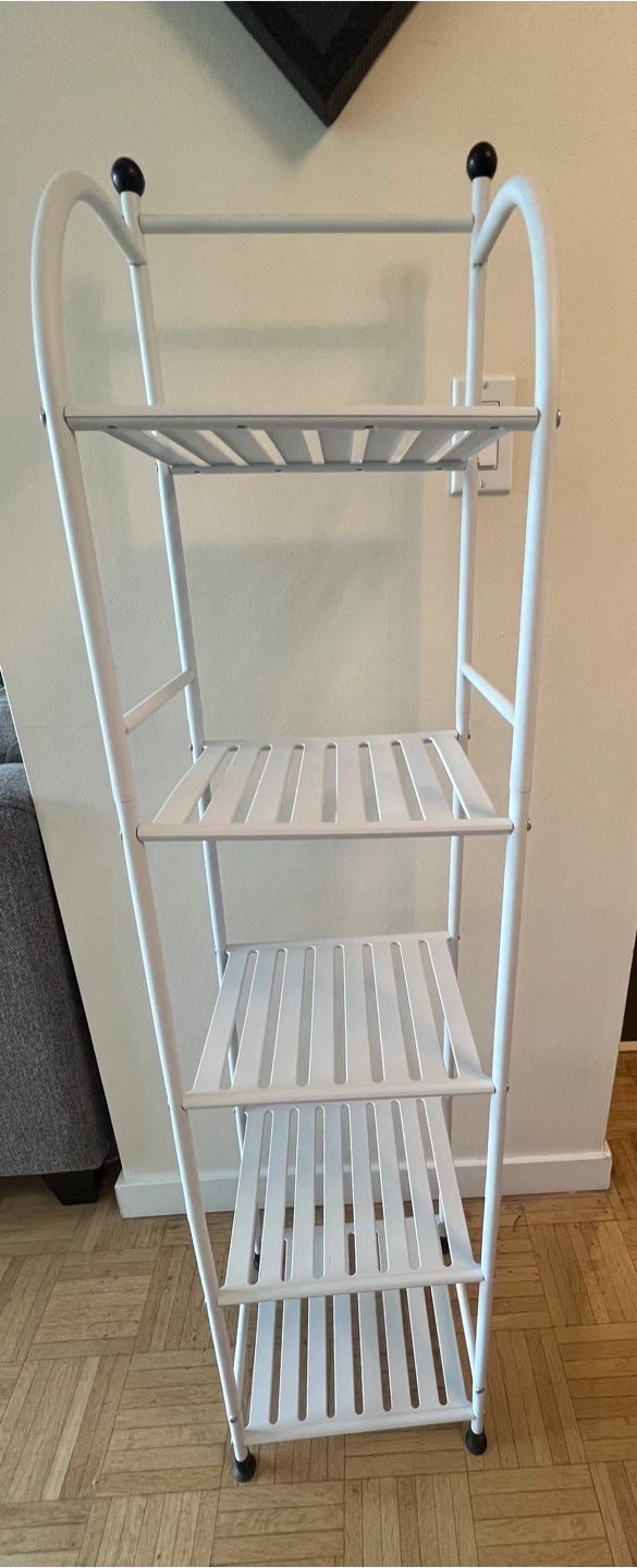 White 4-Tier Metal Shelf Unit - photo 2