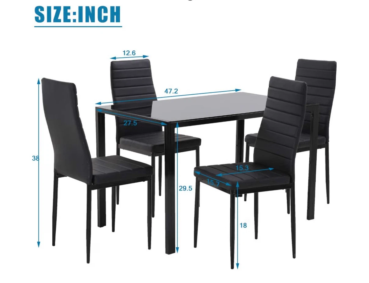 Black Dining Set with 4 Chairs - photo 2