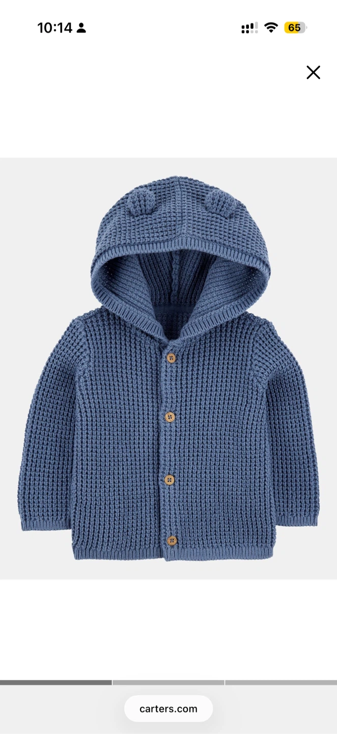 Blue Knit Cardigan with Hood