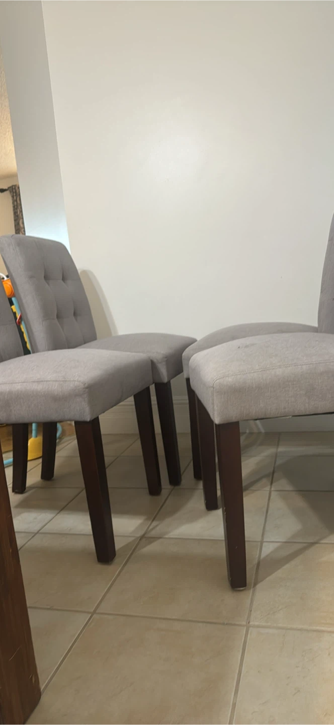 Set of 4 Grey and 2 Black Upholstered Dining Chairs