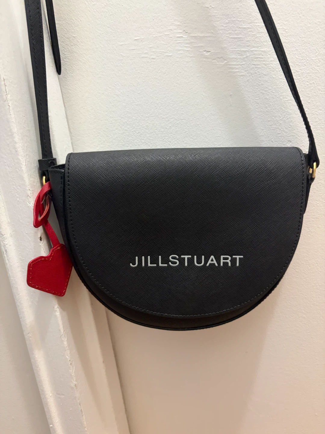 JILLSTUART Black Leather Saddle Shoulder Bag