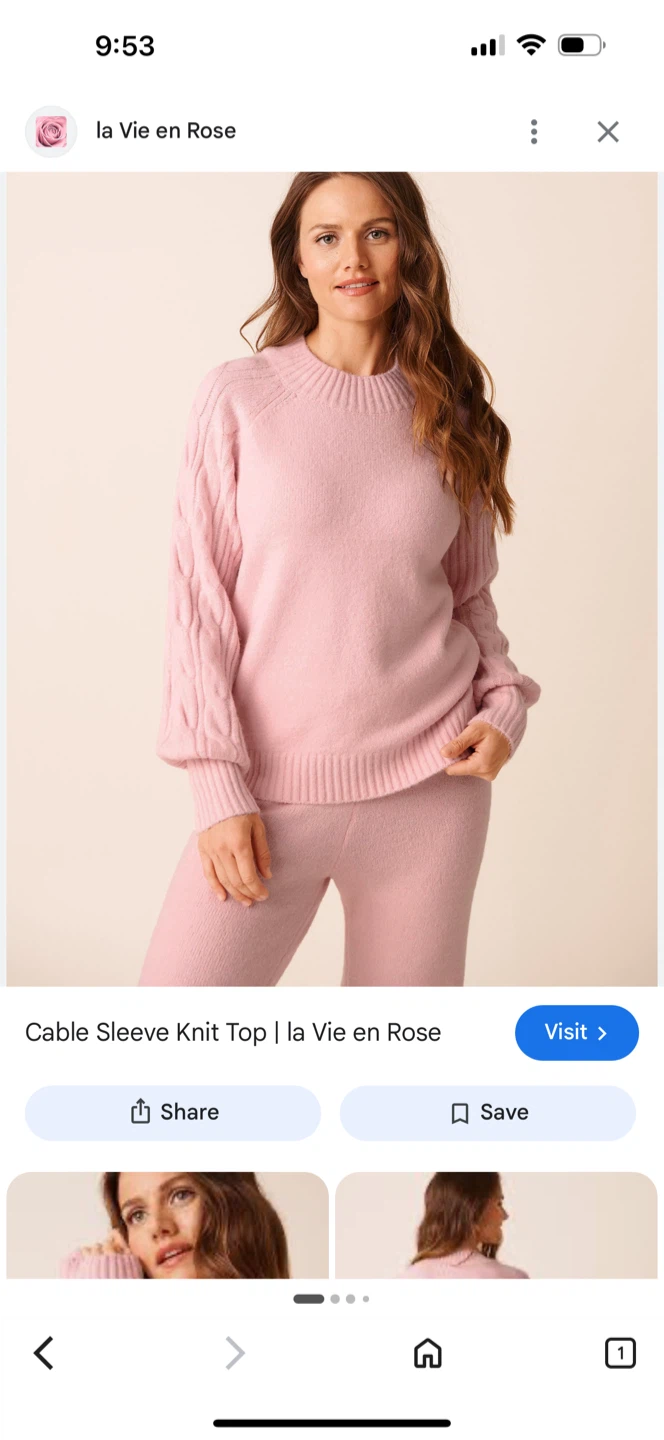 La Vie en Rose Light Pink Knit Top and Pants Set - photo 4