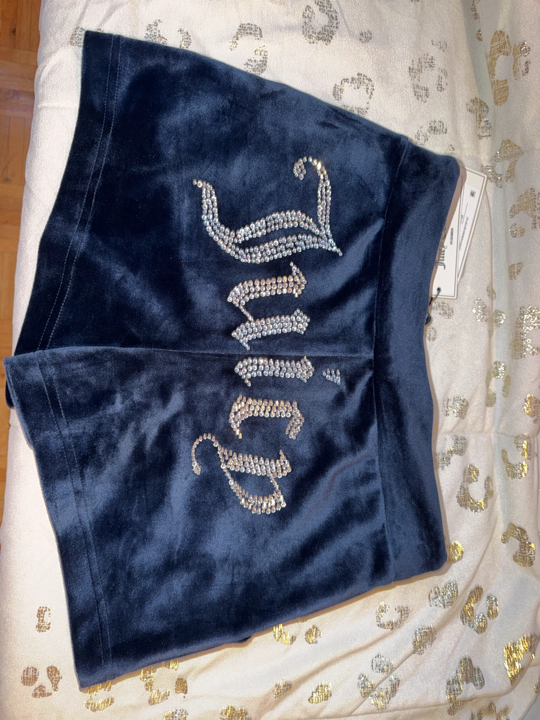 Juicy Couture Velour Bling Shorts - Navy