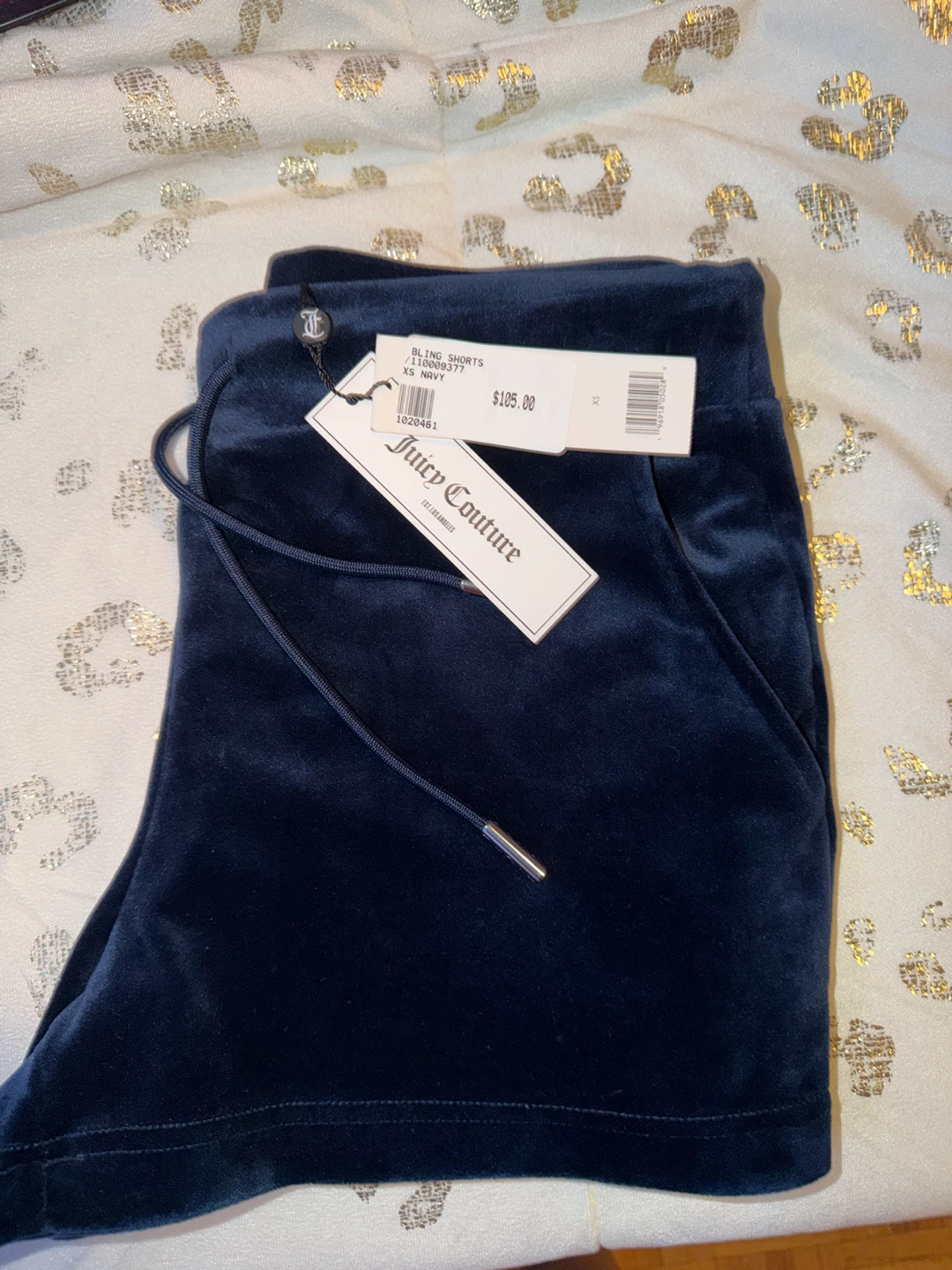 Juicy Couture Velour Bling Shorts - Navy - photo 3