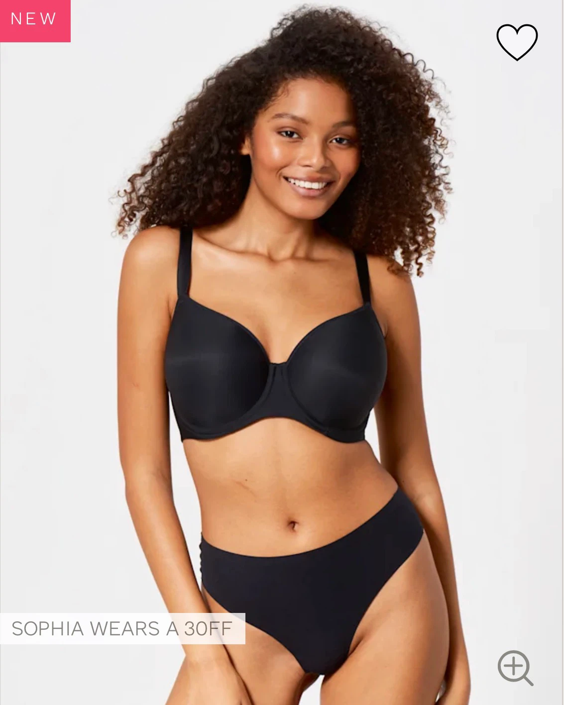 Freya Black Moulded Balcony Bra (34H UK / 34K US)