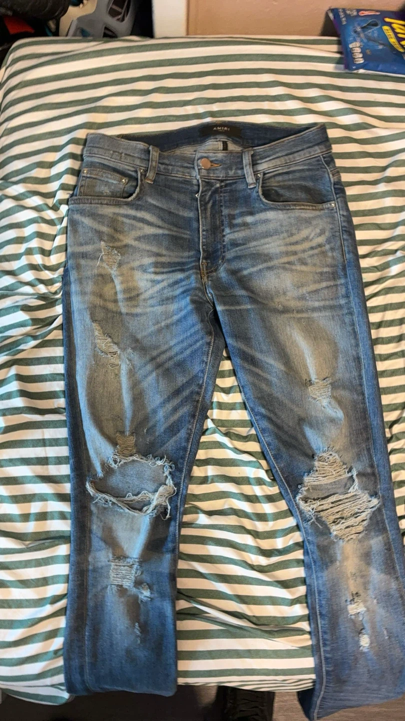 AMIRI Distressed Blue Denim Jeans