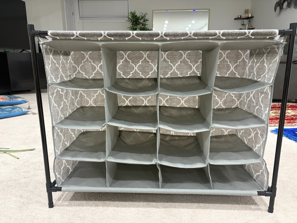 Grey Fabric Shoe Rack Organizer