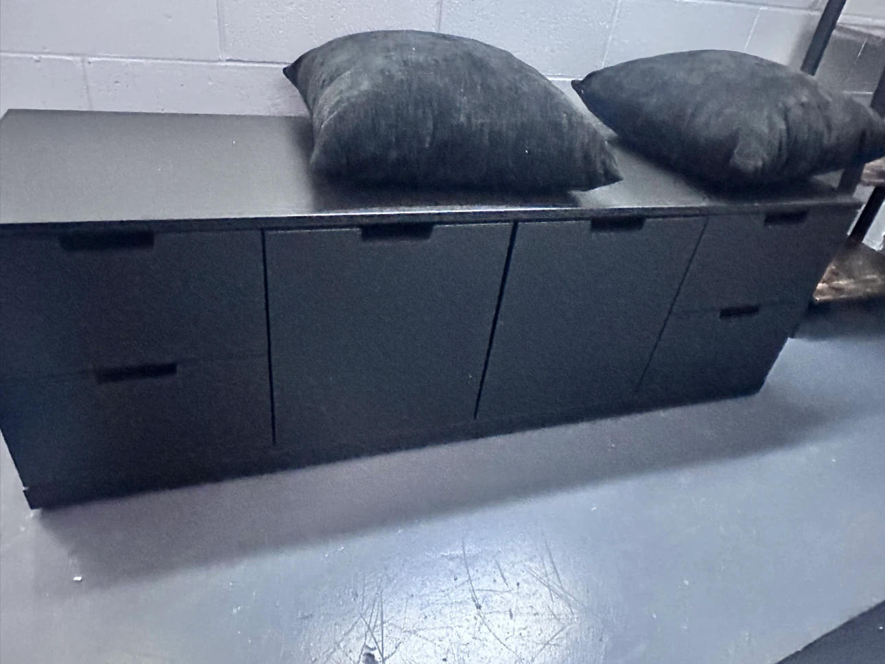 Black Storage Bench with Drawers
