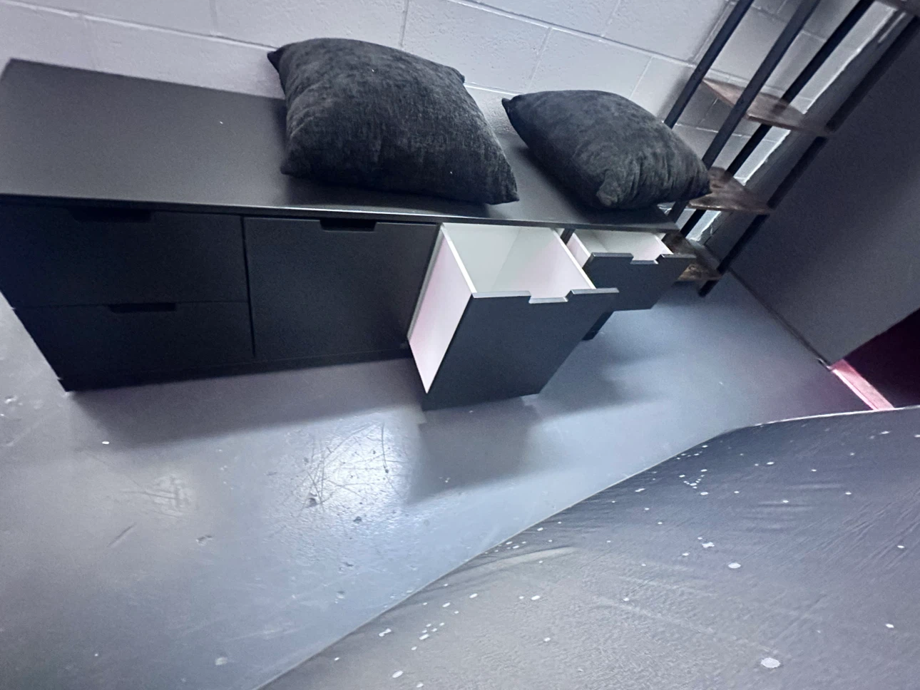 Black Storage Bench with Drawers - photo 2