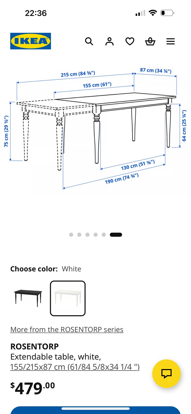 IKEA ROSENTORP Extendable Dining Table - White - photo 3