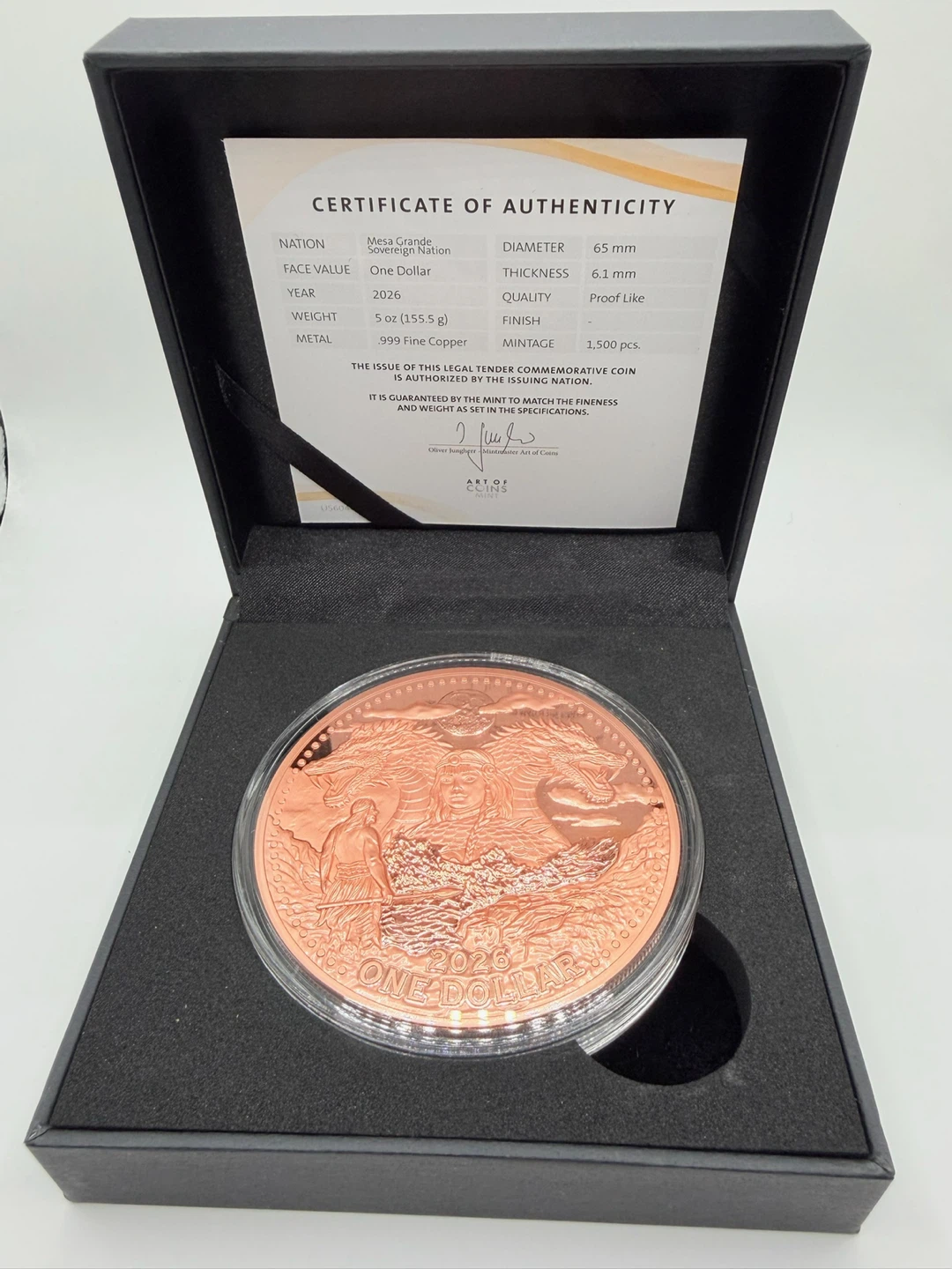 2026 Mesa Grande Sovereign Nation One Dollar Copper Coin