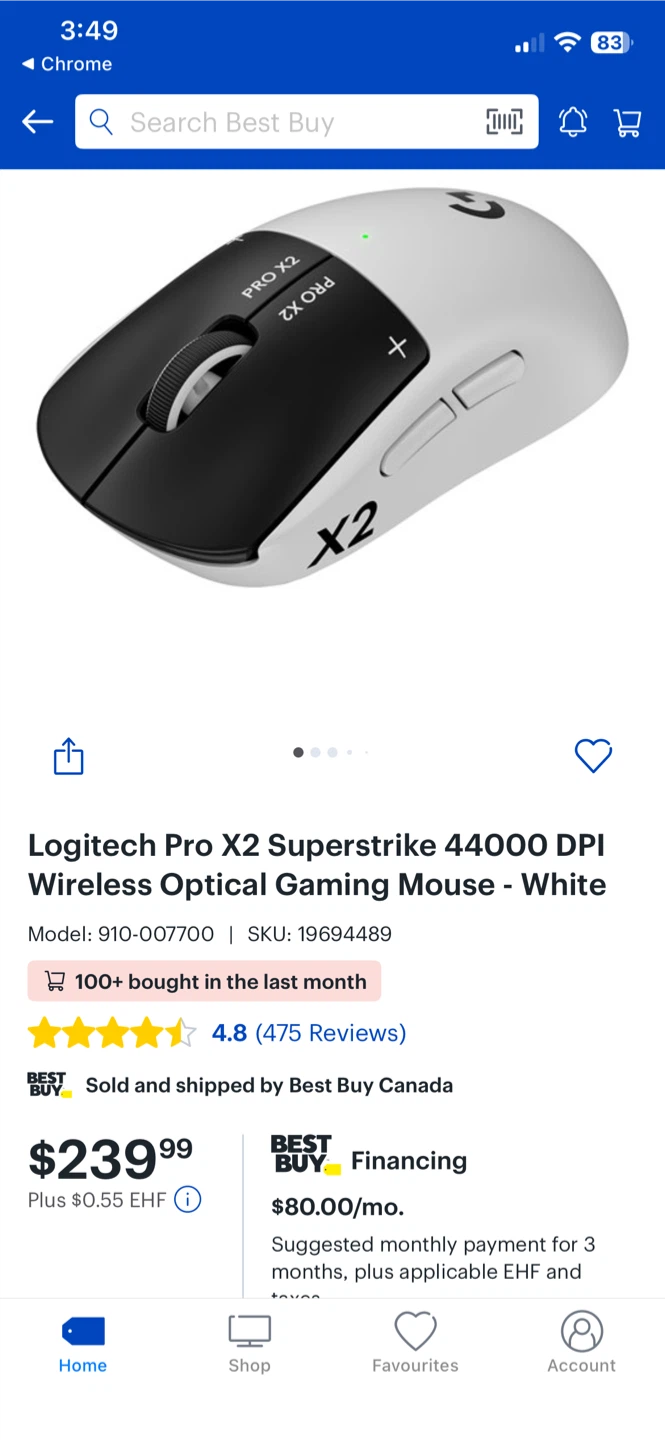 Logitech Pro X2 Superstrike Wireless Gaming Mouse - White - photo 2