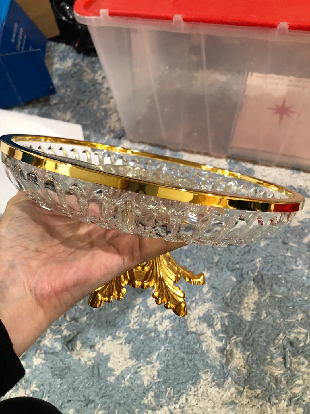 24K Gold Crystal Glass Fruit Bowl with Trim - photo 4
