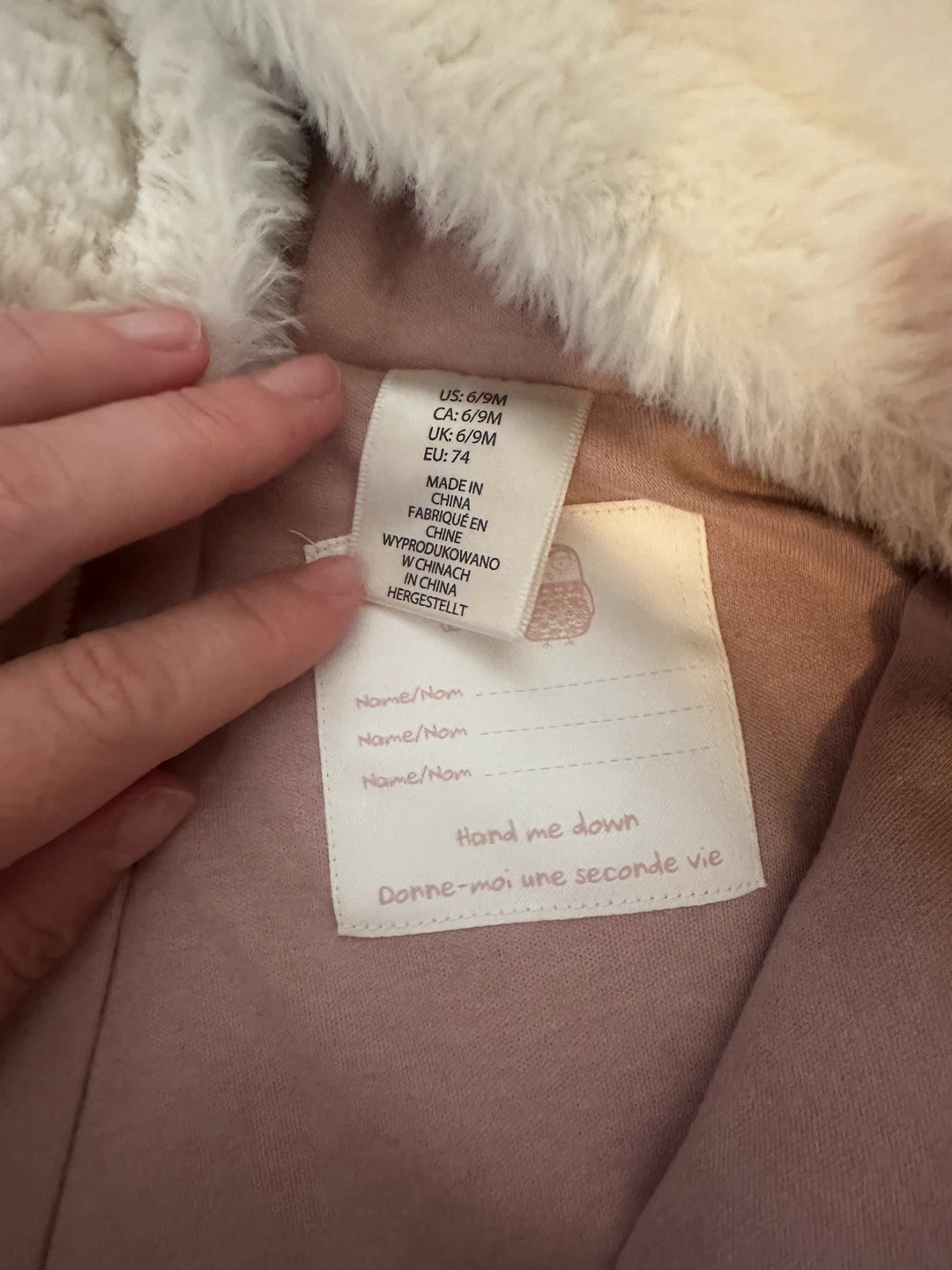 Baby Girls Fleece Footed Snowsuit with Hearts - 6/9M - photo 2