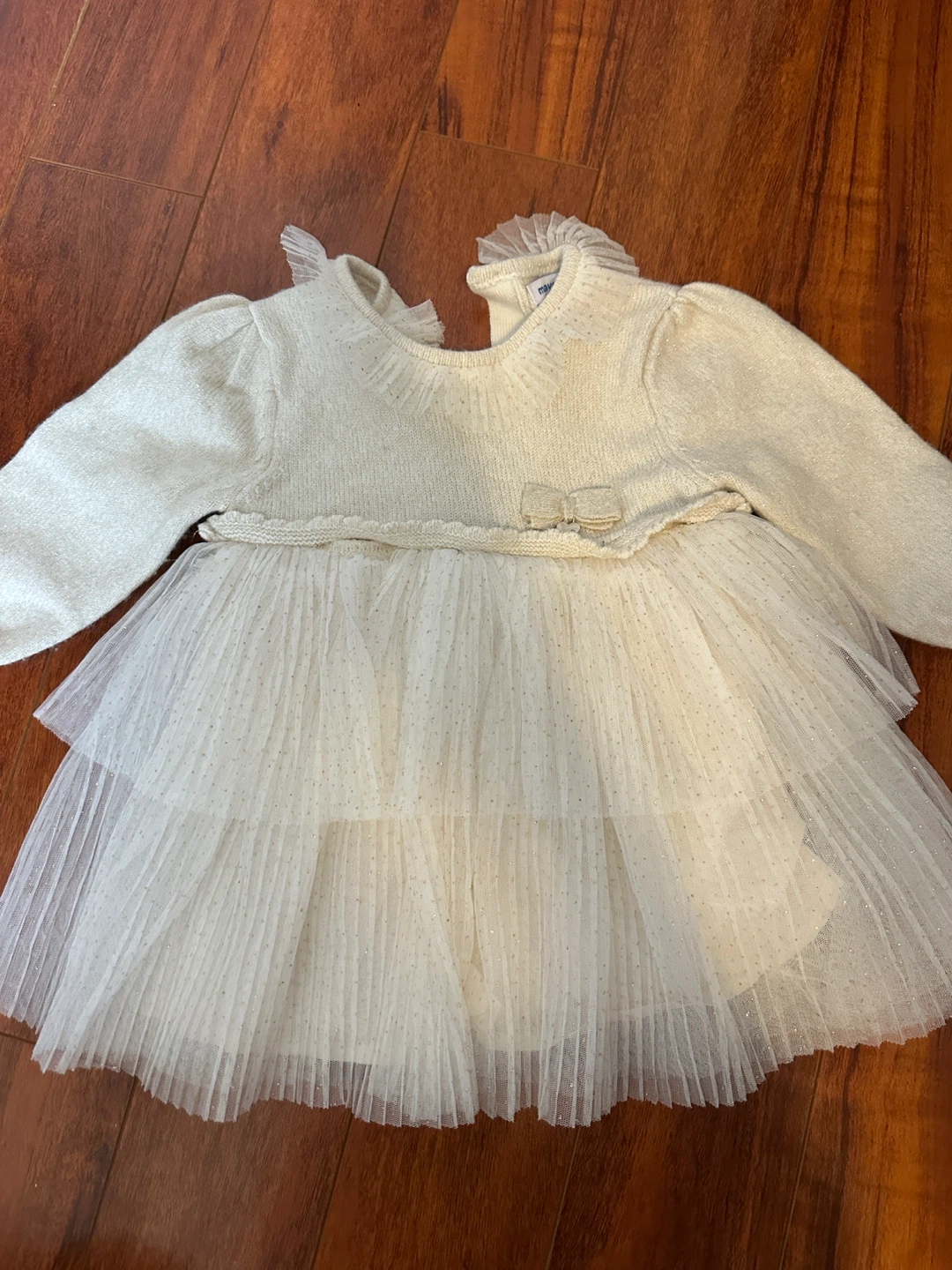Mayoral Baby Girl Dress Cream Sparkle Tulle 9m