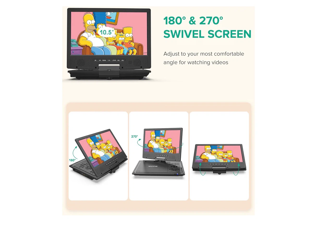 Wonnie Region-Free Portable DVD Player 10.5" - photo 4