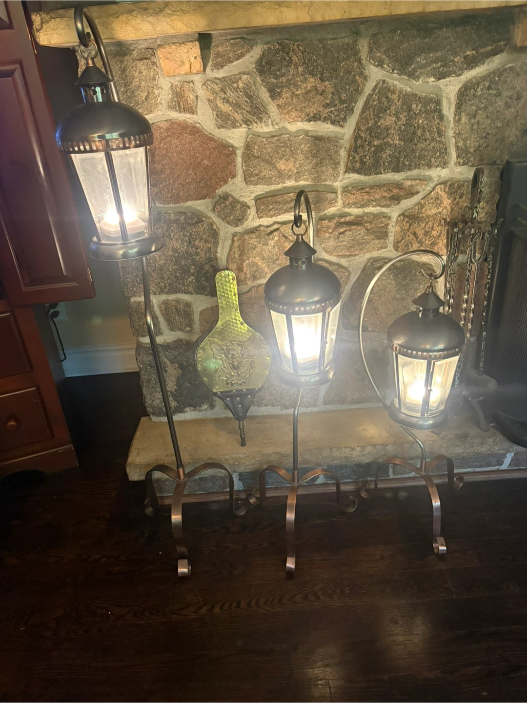 Vintage Floor Lantern Set with Bellows