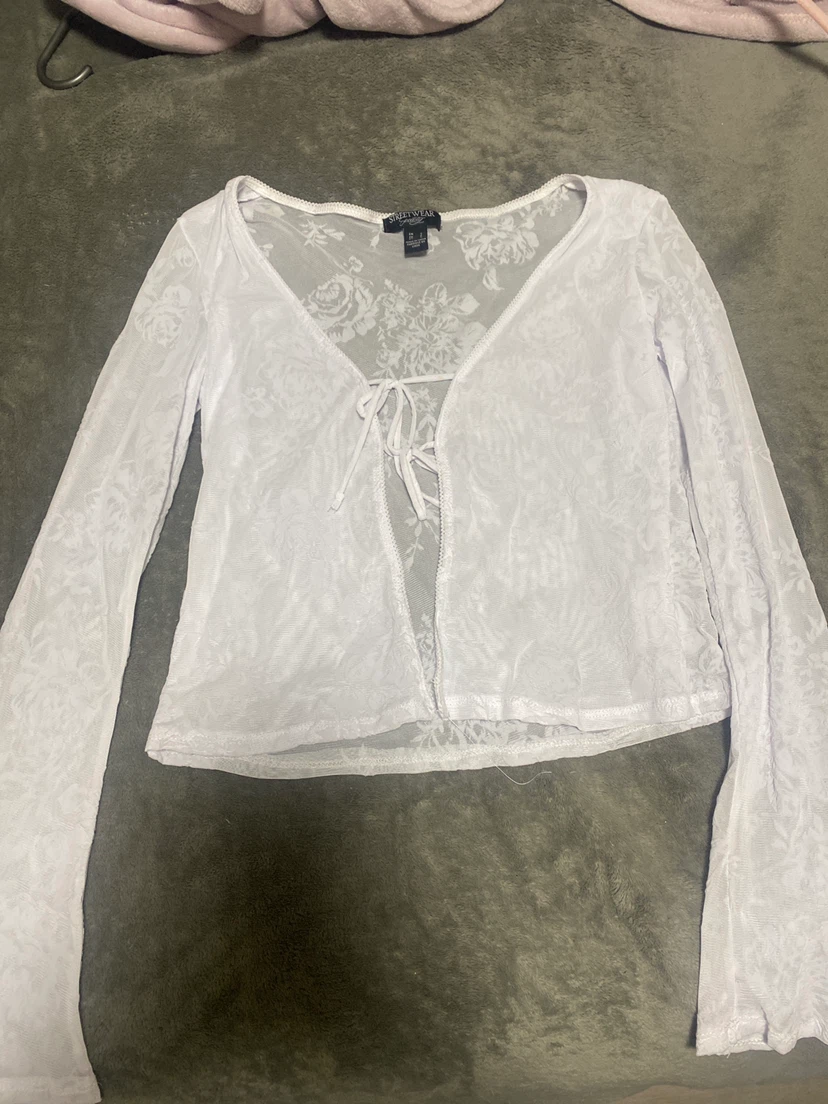 Streetwear Society White Lace Tie-Front Cardigan