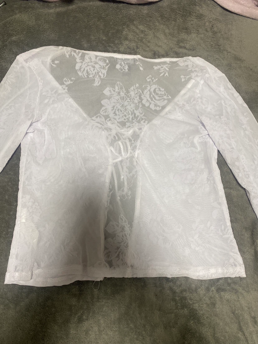 Streetwear Society White Lace Tie-Front Cardigan - photo 2