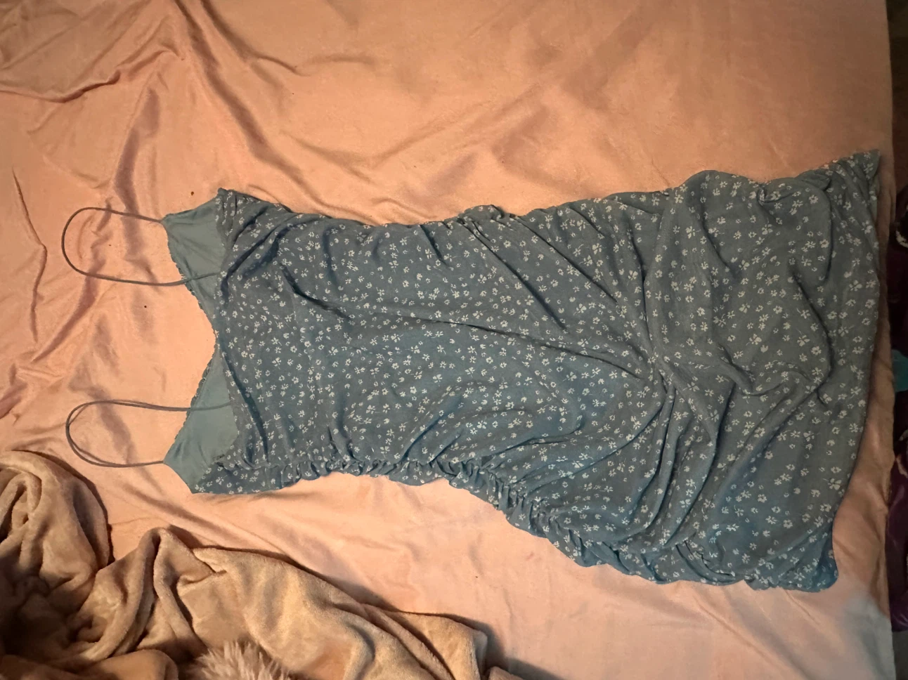 Garage Blue Floral Ruched Mini Dress - photo 2