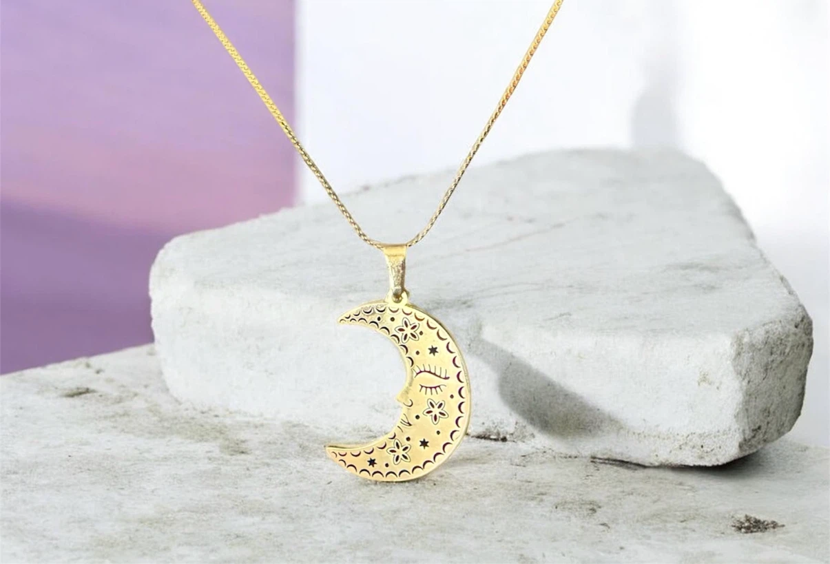 Gold tone Moon Pendant Necklace