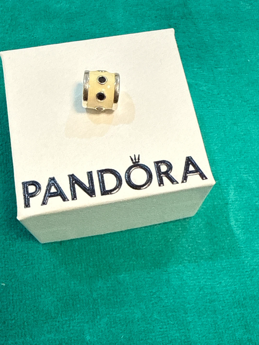 Pandora retired Promise barrel Charm with Black Stones - photo 3