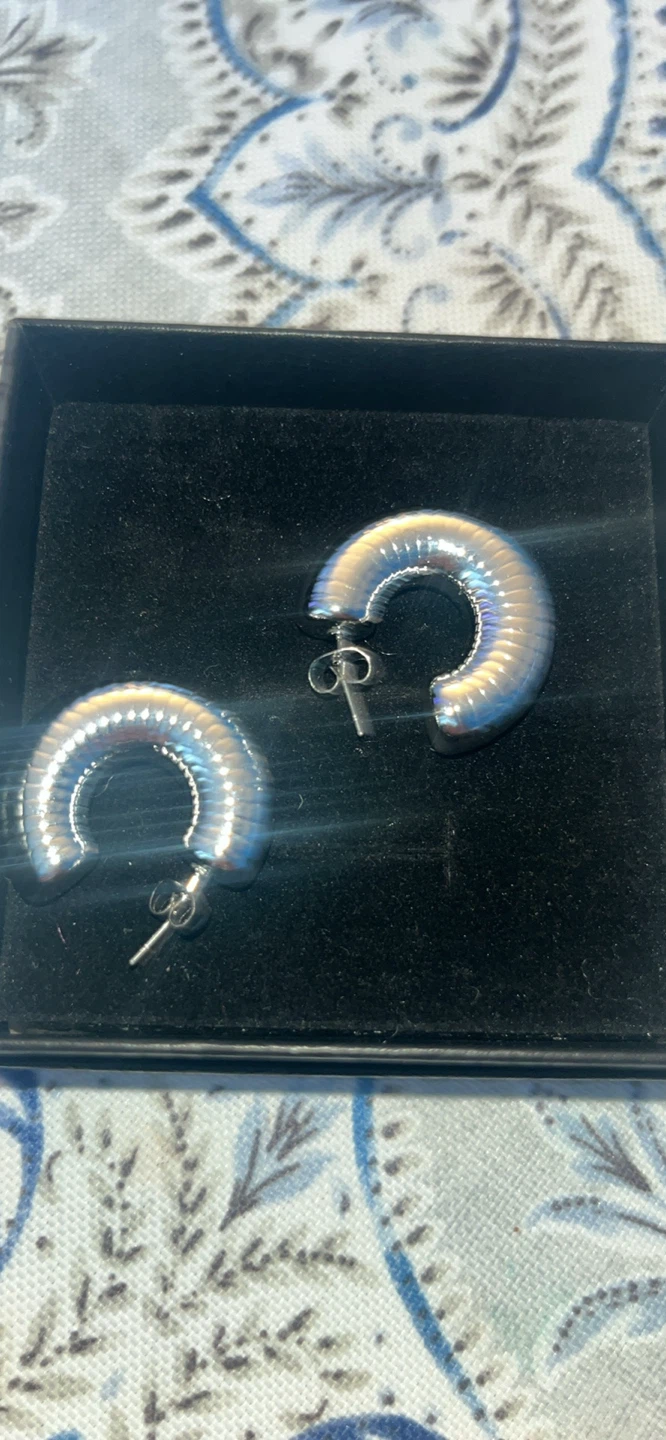 Chunky Ribbed Hoop Earrings