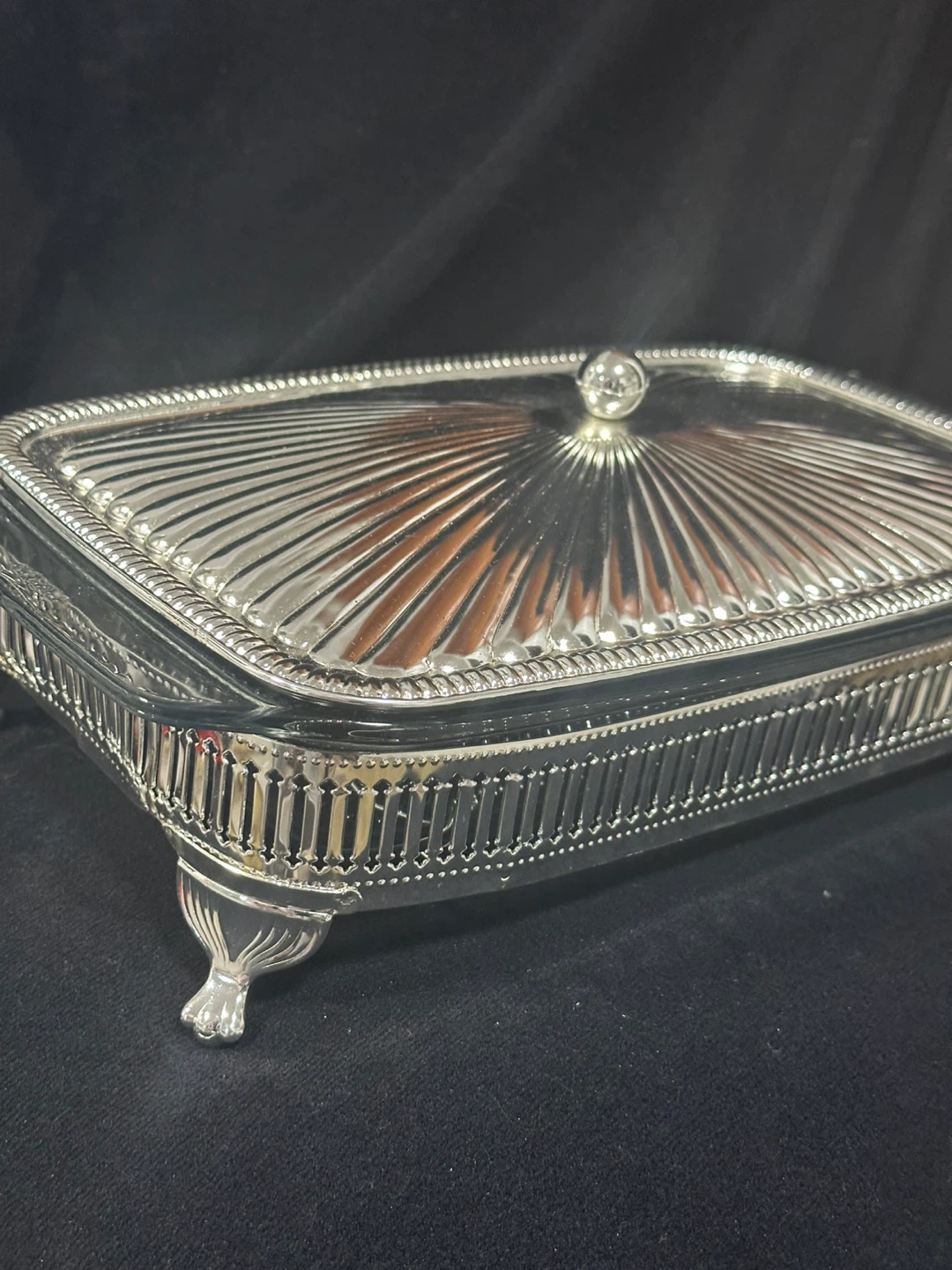 Vintage Silver Plated Glass Casserole Dish with Lid - photo 3
