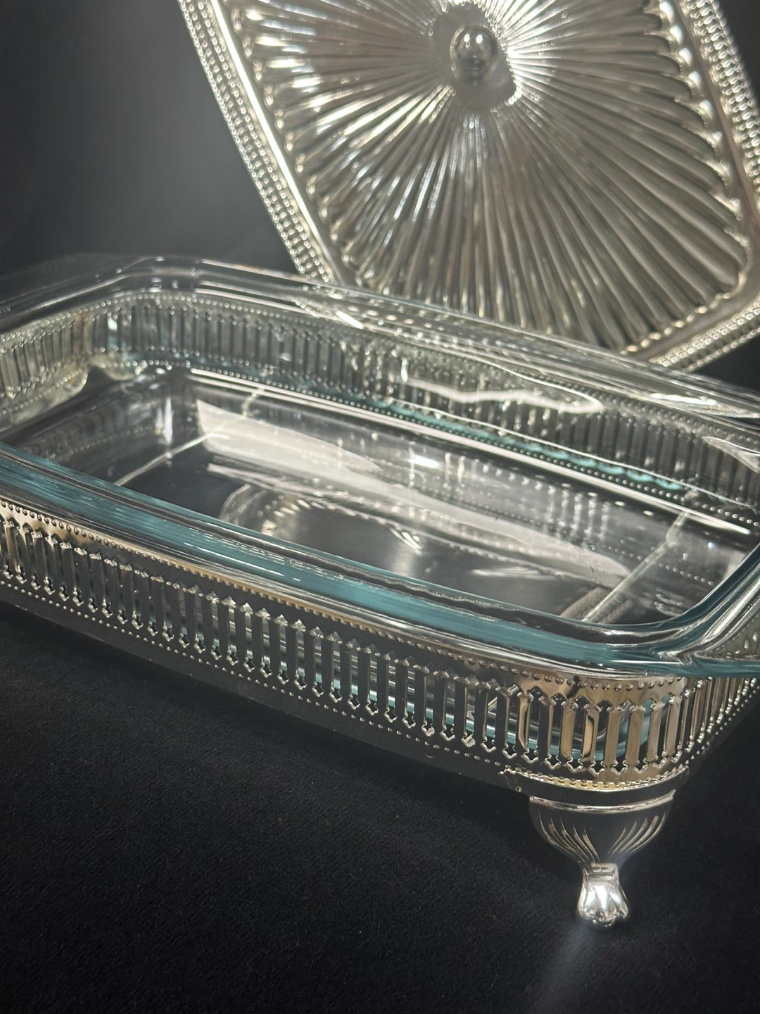 Vintage Silver Plated Glass Casserole Dish with Lid - photo 4