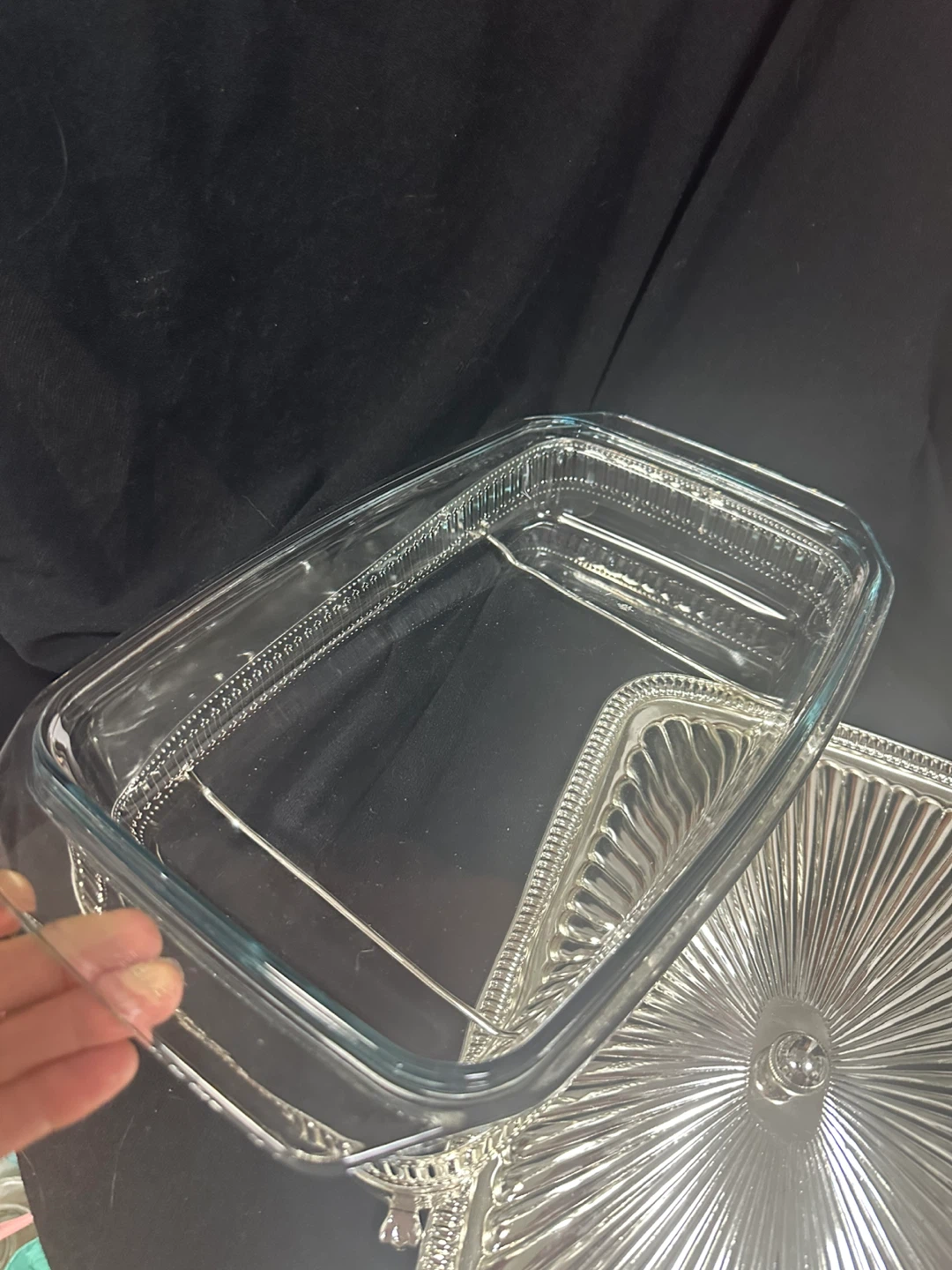 Vintage Silver Plated Glass Casserole Dish with Lid - photo 5