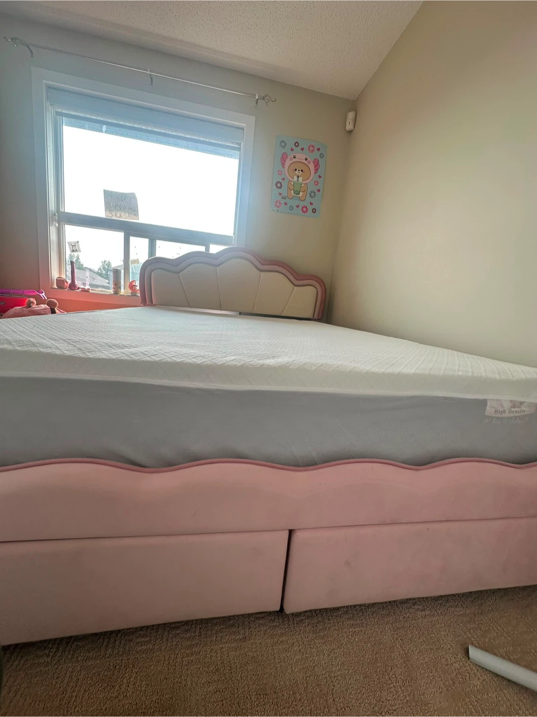 Queen Size Bed Frame with Headboard - Pink - photo 5