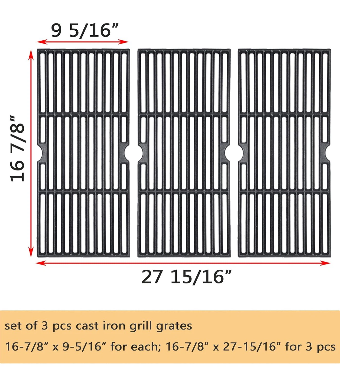 Set of 3 Cast Iron Grill Grates - photo 2