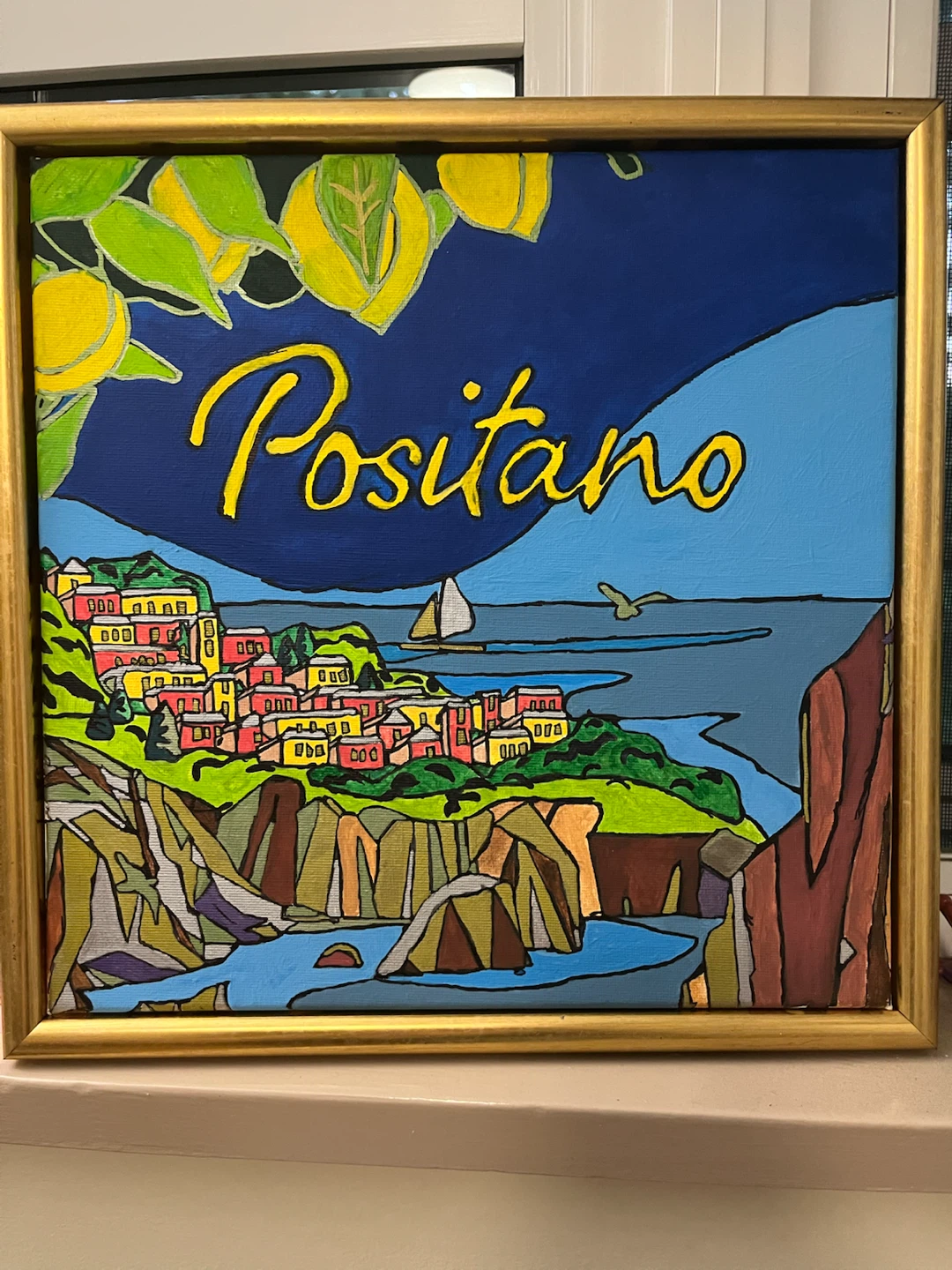 Framed "Positano" Art Print with Lemons