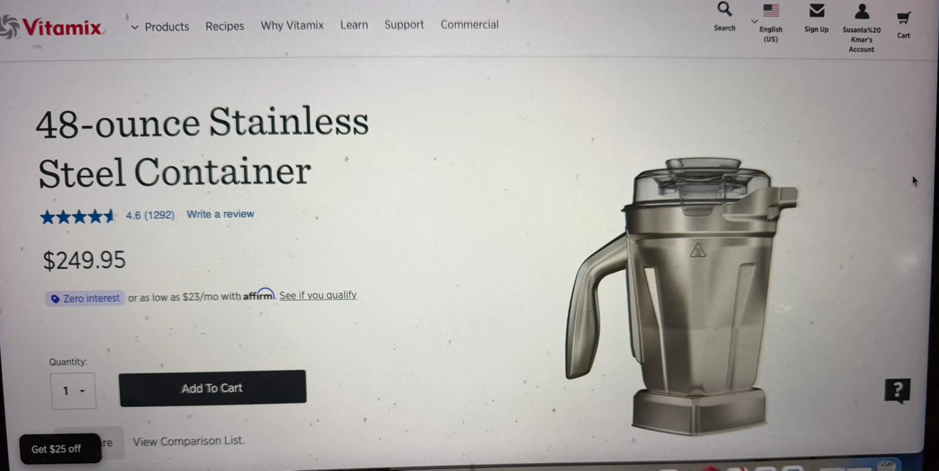 Vitamix 48-ounce Stainless Steel Container