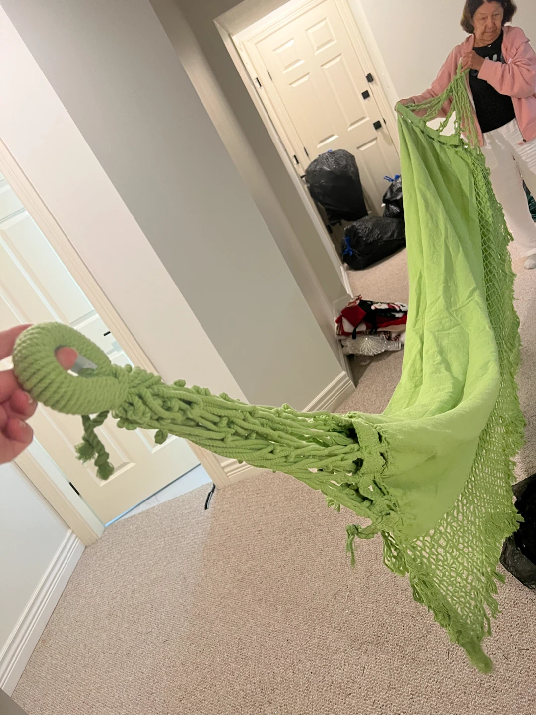 Light Green Woven Hammock with Fringe