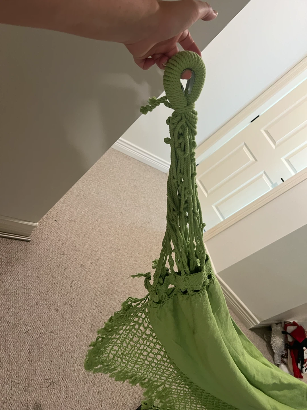 Light Green Woven Hammock with Fringe - photo 2