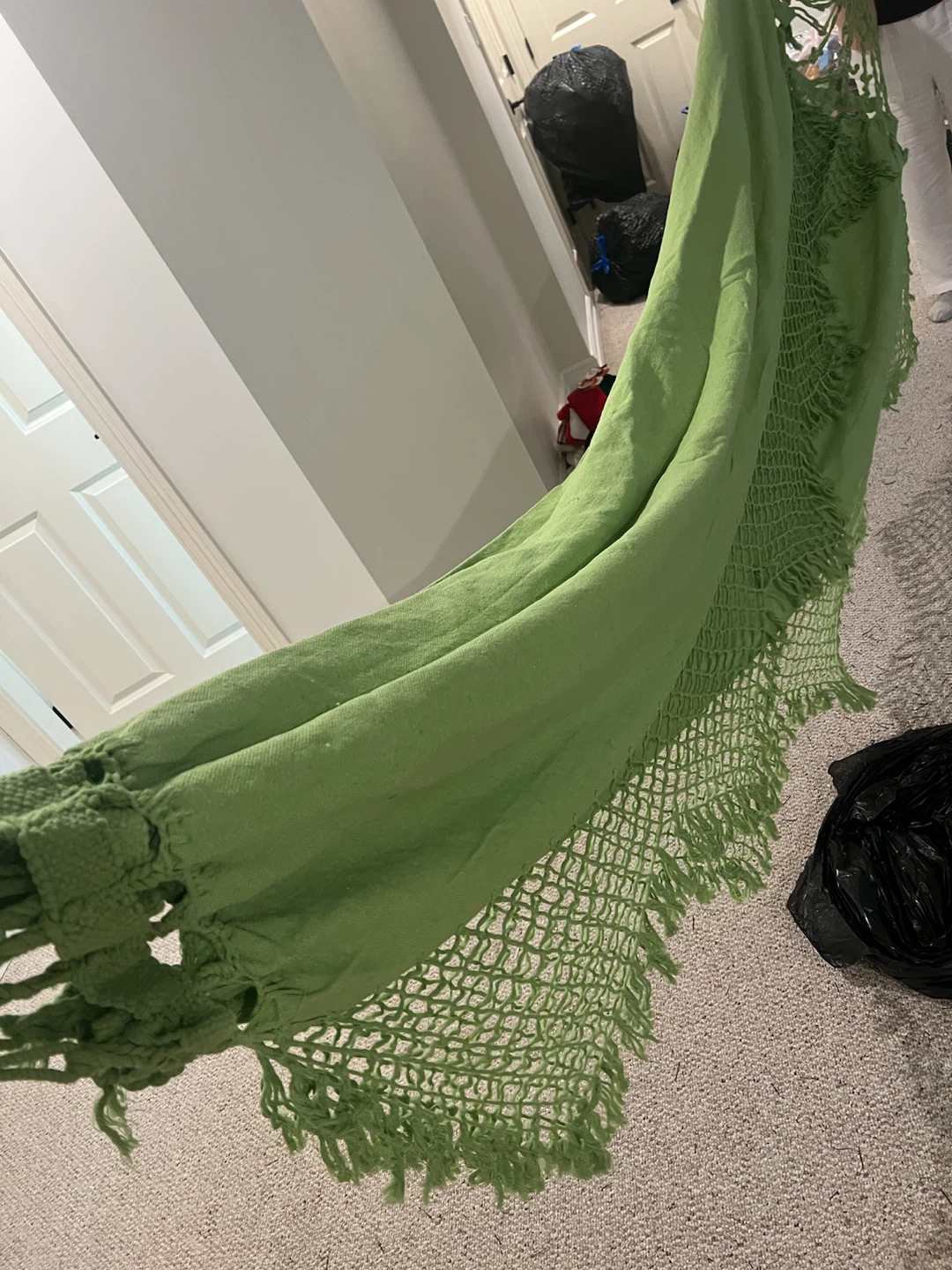 Light Green Woven Hammock with Fringe - photo 3