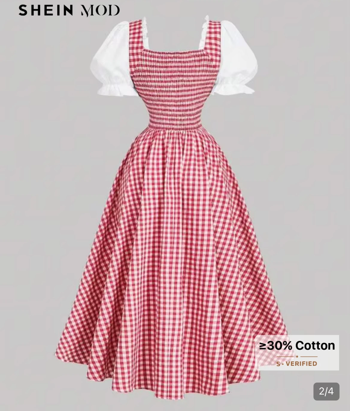 Oktoberfest costumes vintage plaid red dress long - photo 2