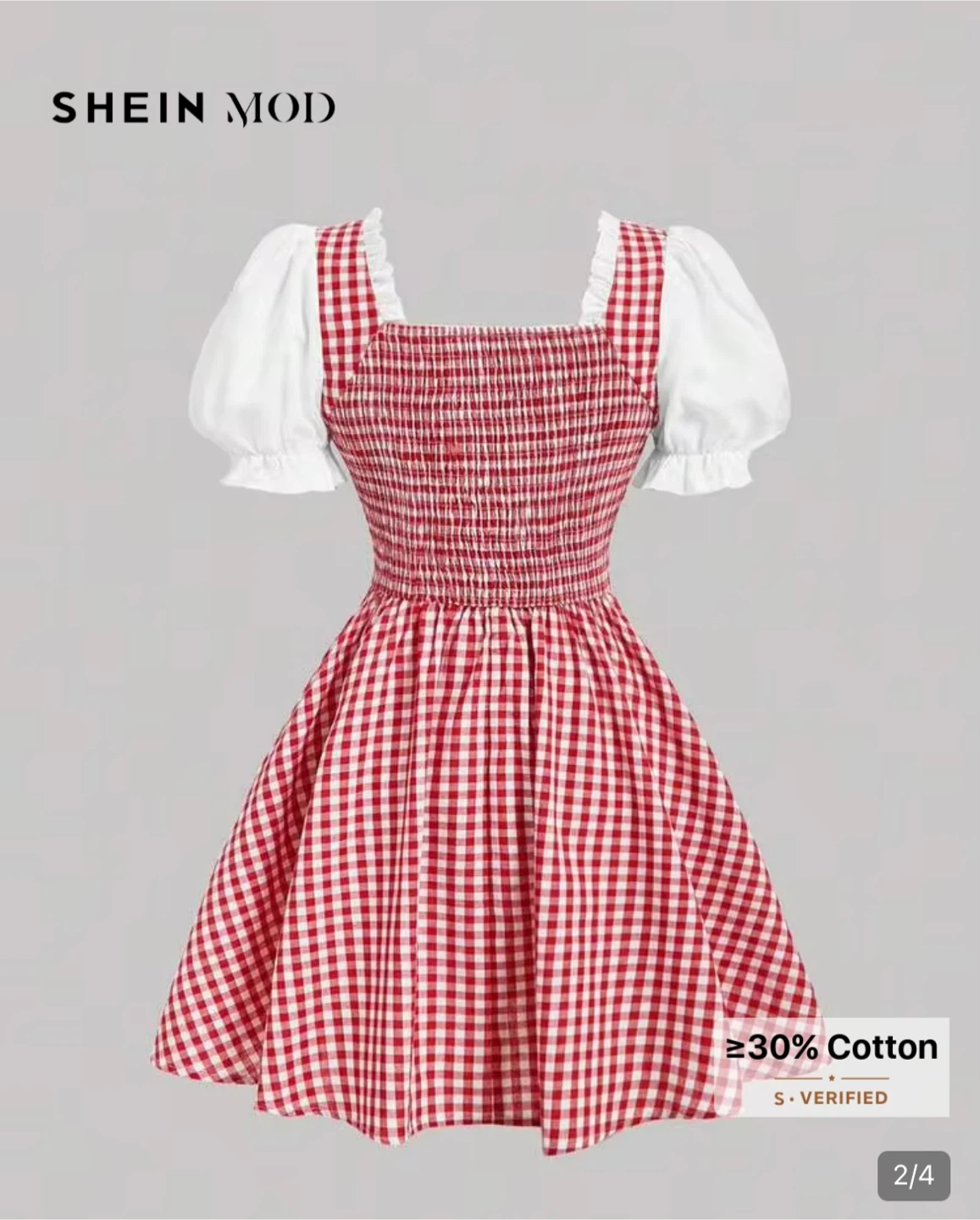 Oktoberfest costumes vintage plaid red dress short - photo 2