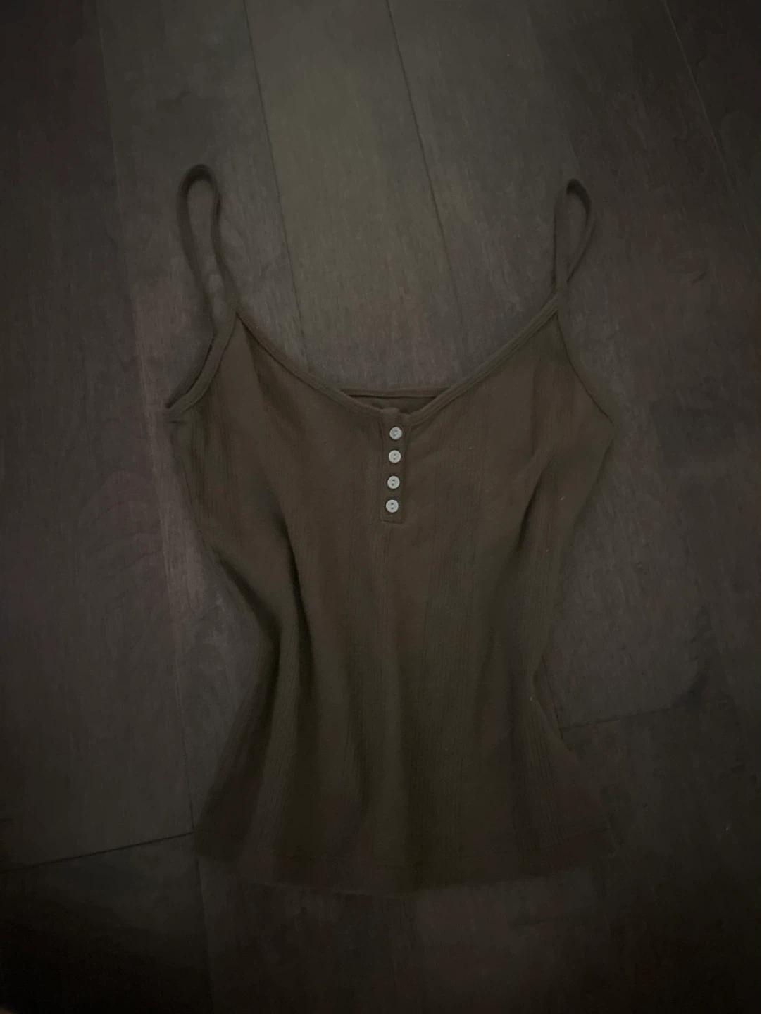Brandy Melville Brown Ribbed Henley Tank Top