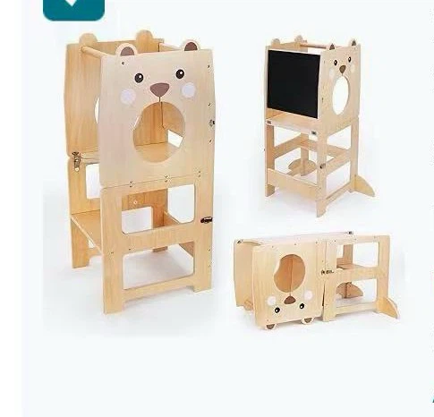 Wooden Kids Learning Tower - Bear Design