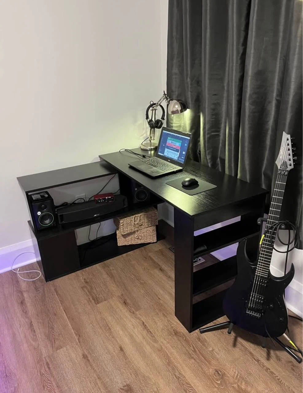 Black L-Shaped Computer Desk