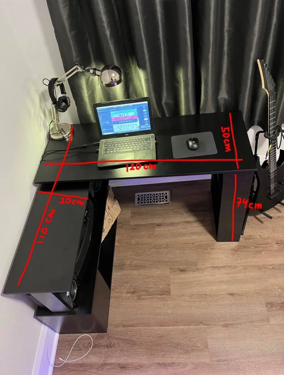 Black L-Shaped Computer Desk - photo 2