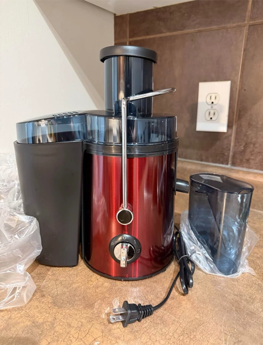 Red Electric Juicer with Accessories