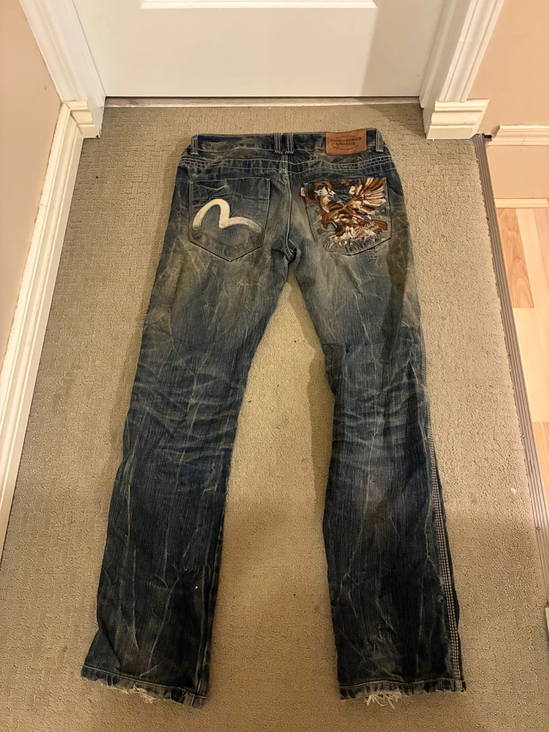 Evisu Genes Unique Eagle Embroidered Jeans