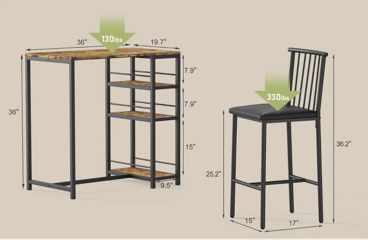Gizoon Dining Table Set for 2 - photo 4