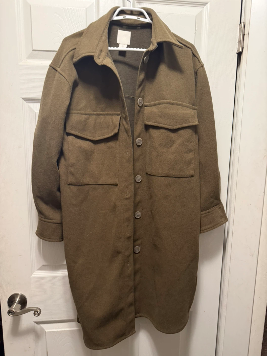 H&M Long Shacket - Olive Green