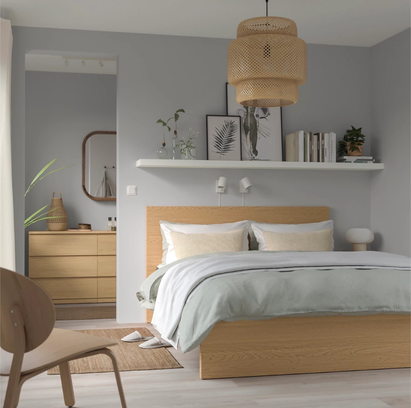 IKEA Queen Size-Oak Veneer Bed Frame - photo 3