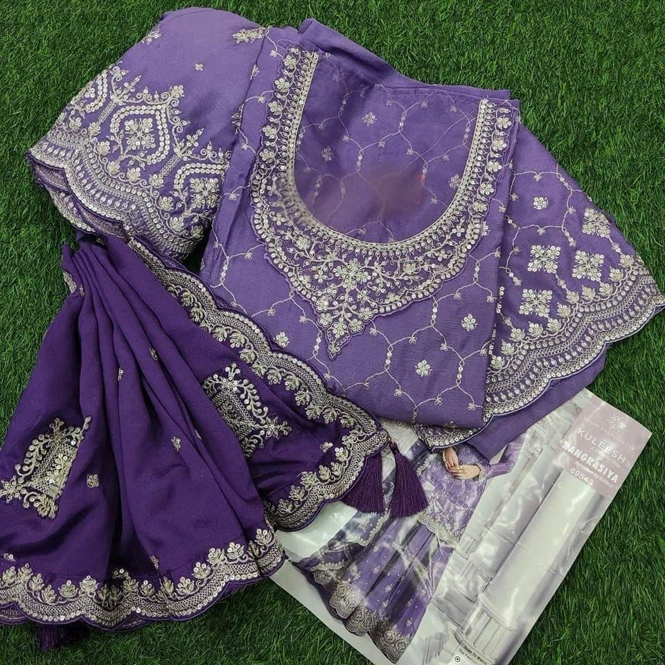 Purple Embroidered Salwar Kameez Dupatta Set - photo 2